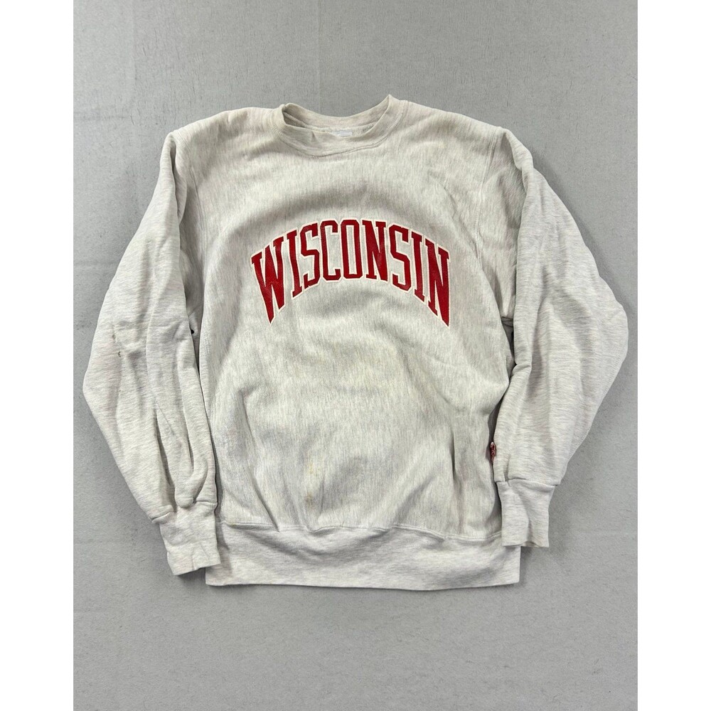 MV Sport Wisconsin Crewneck Sweatshirt Large Gray